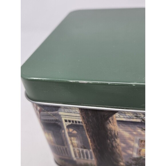THOMAS KINKADE GREEN METAL FARMHOUSE GRAPHIC RECIPE BOX UNUSED COTTAGECORE DECOR - Picture 6 of 14